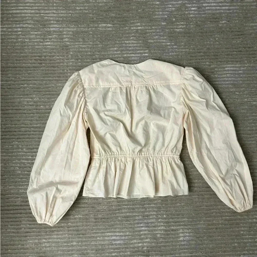 ULLA JOHNSON Mireya Blouse Cotton Puff sleeve cottage Ballet long sleeve peplum - Picture 7 of 8